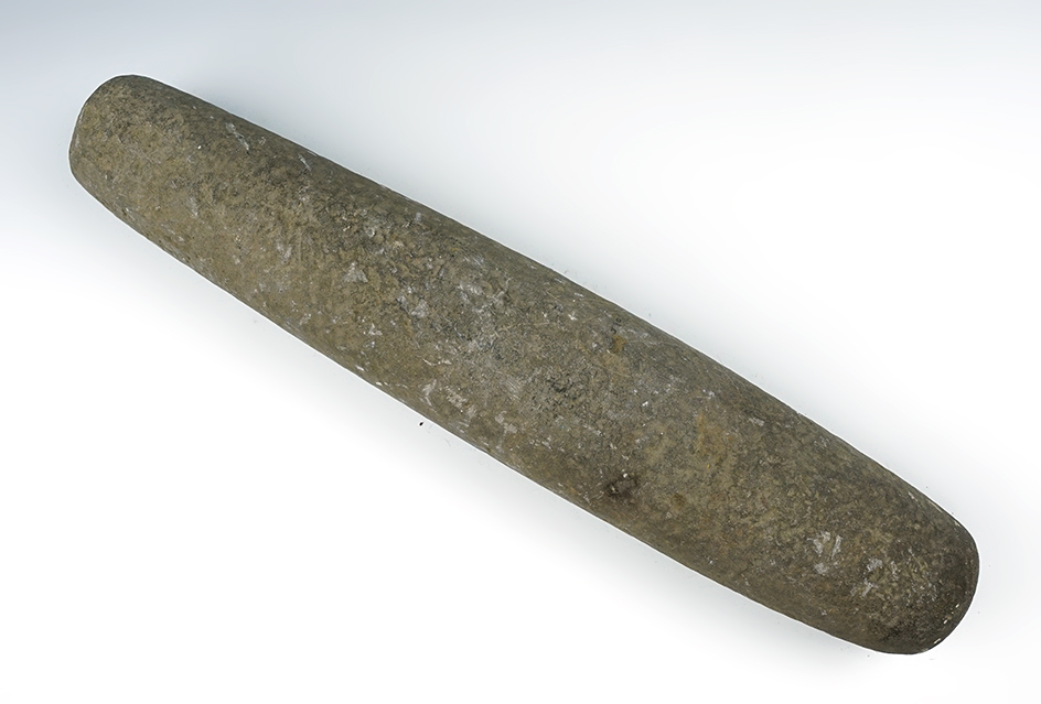 11 1/2" well styled roller pestle found in Pennsylvania.