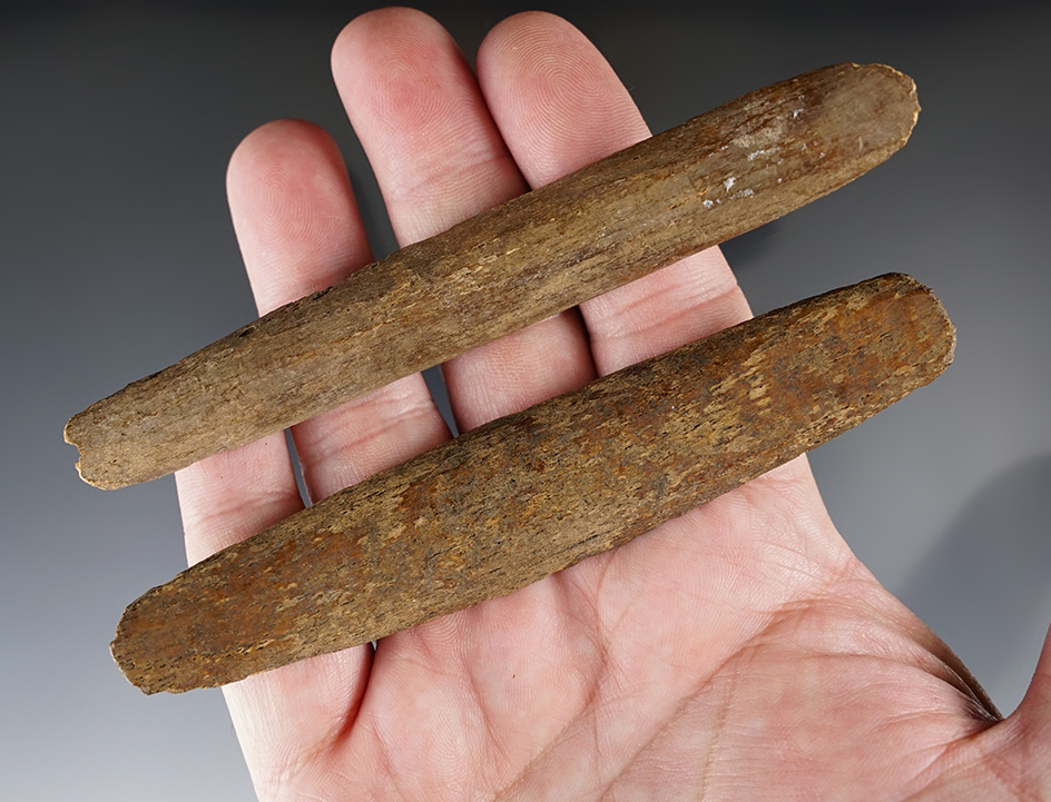 Pair of Inuit Bow strengtheners found in Alaska. Largest is 4 5/8".