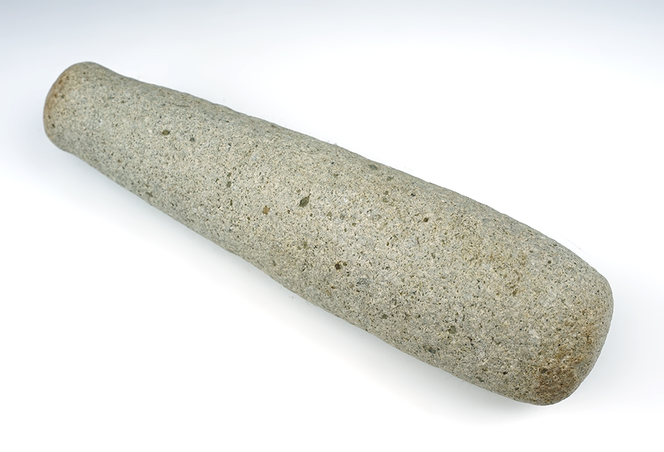 9 5/16" knob top pestle found near the John Day Rapids, Columbia River in very nice condition.