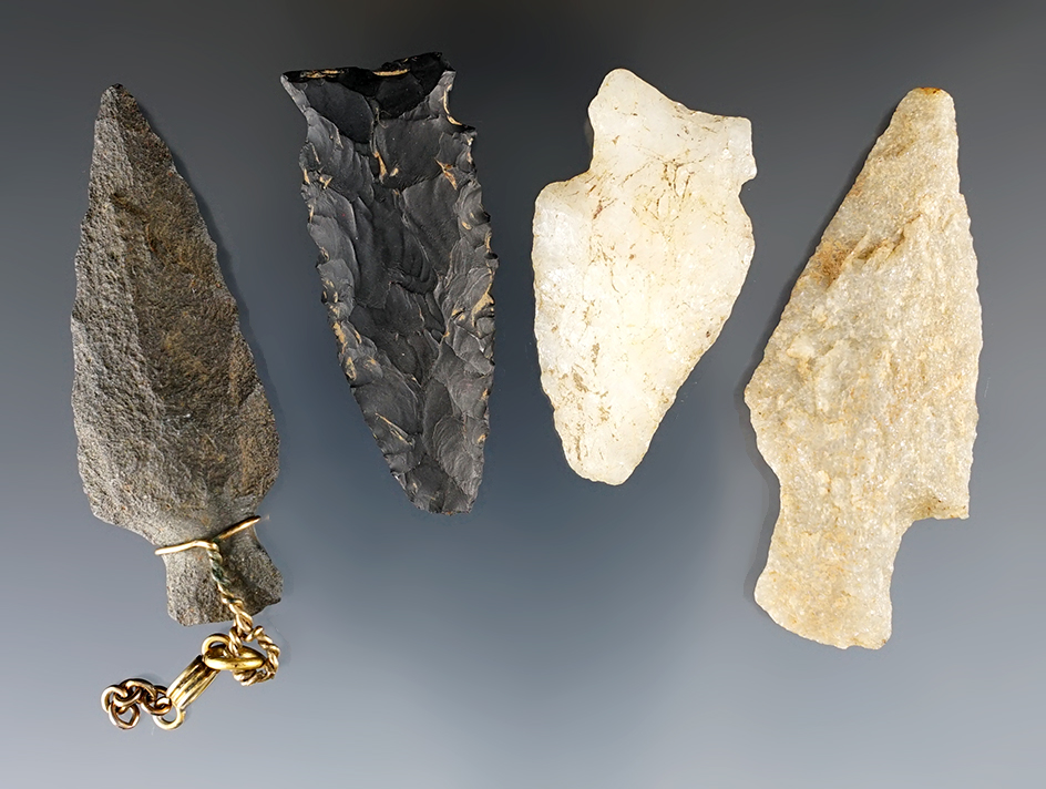 Set of four points found by John Potts in Berks Co., Pennsylvania. Largest is 2 1/4".