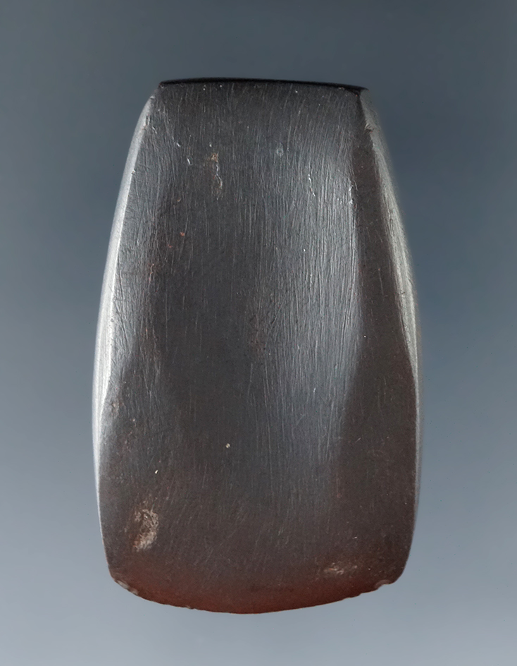 Highly polished 1 7/8" miniature adze/chisel - nicely scooped bottom made from hematite.  Illinois.