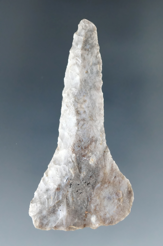 2 1/2" Expanded Base Drill made from attractive Upper Mercer Flint found in Ohio.