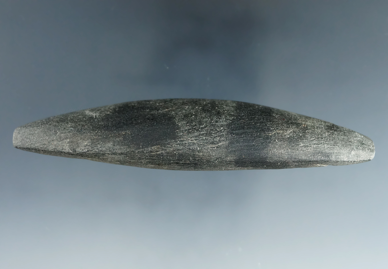 4 1/8" Elliptical Bar Atlatl weight found in Seneca Co., Ohio.