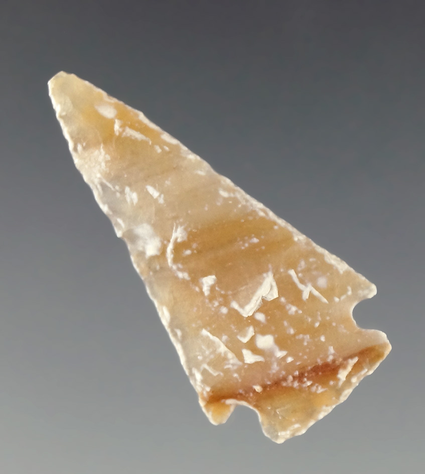 1 1/8" Cornernotch found in Wyoming, made from beautiful striped translucent Agate.