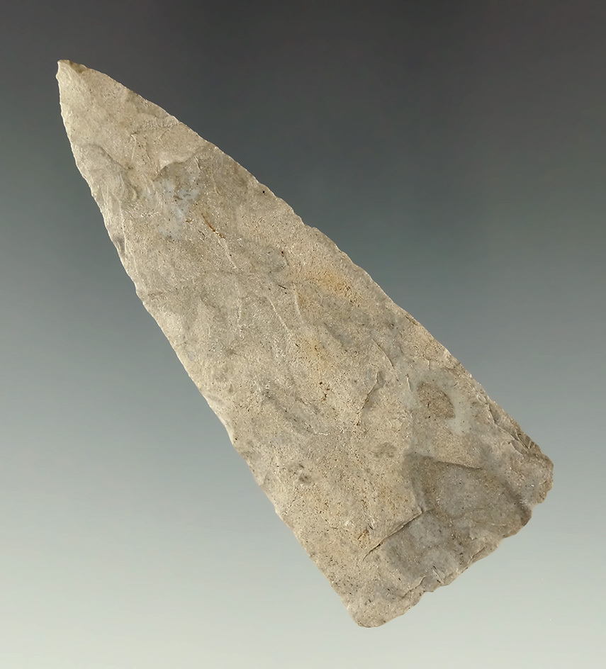 Thin and well flaked 2 11/16" Triangular Arrowhead found in Kansas.