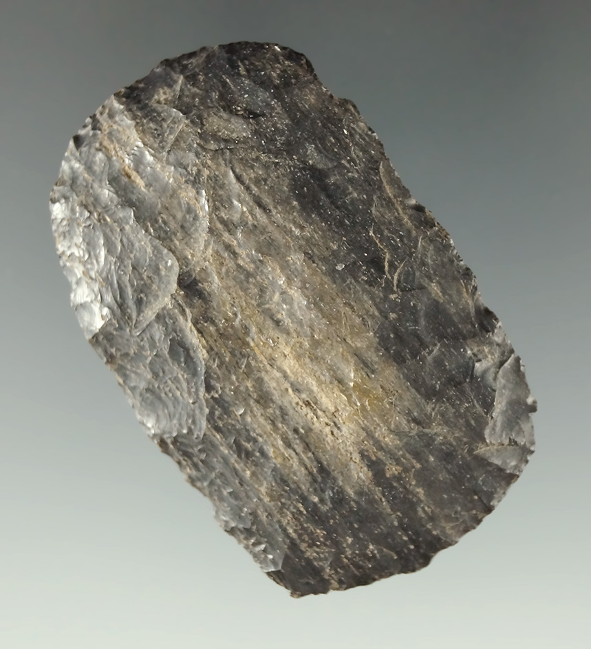 1 3/4" Paleo Square Knife that is finely flaked from Petrified Wood. Found in Colorado.