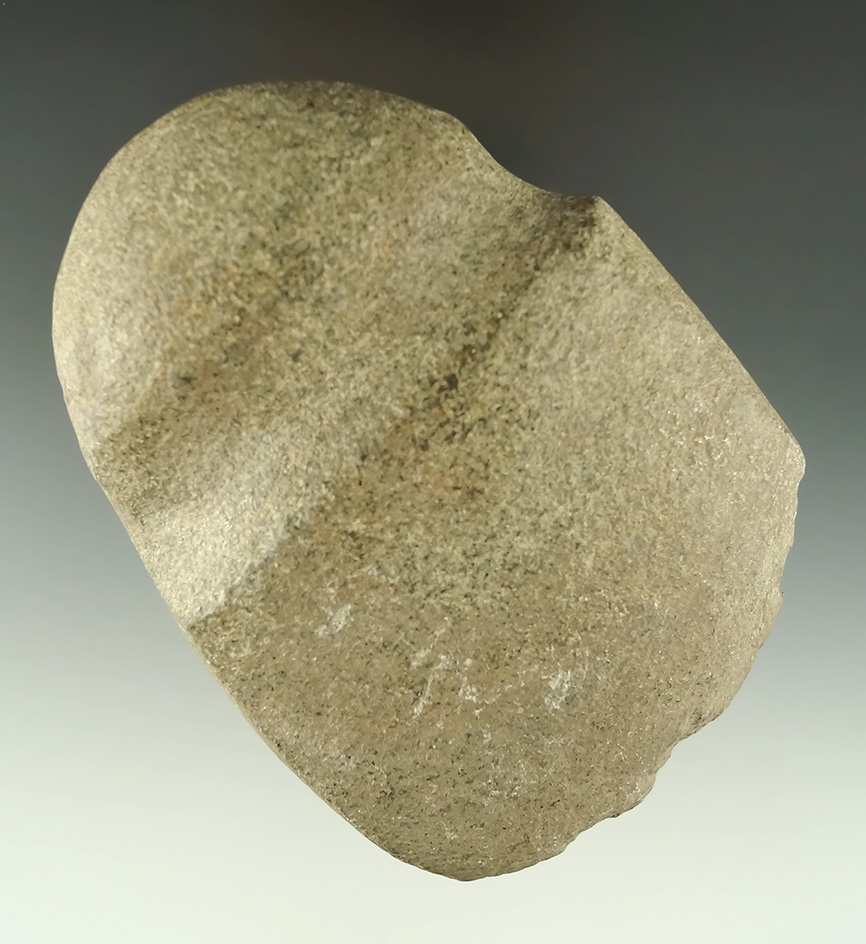 Nicely styled 3 5/8" Slant Grooved Axe with some ancient use damage to the bit area.