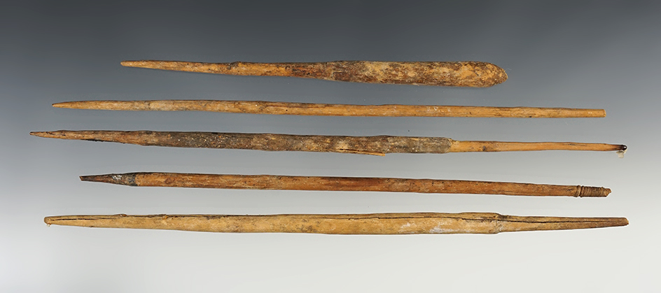 Rare set! 5 Cave found socketed wood projectile points found on private property in New Mexico.