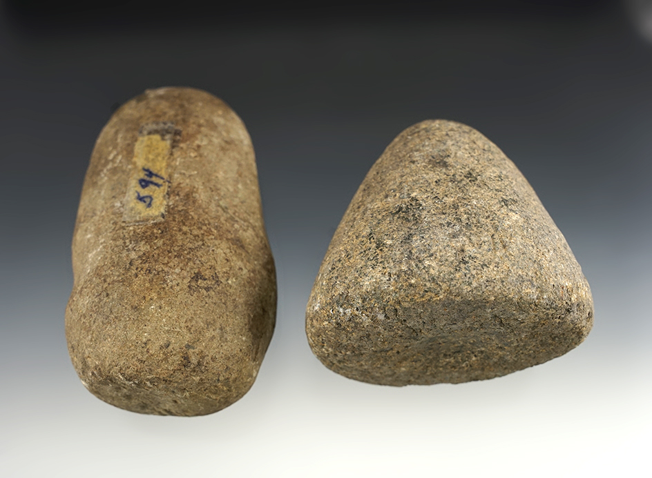 Pair of stone tools found in Ohio including a 5" Celt salvaged from a broken Axe and a pestle.