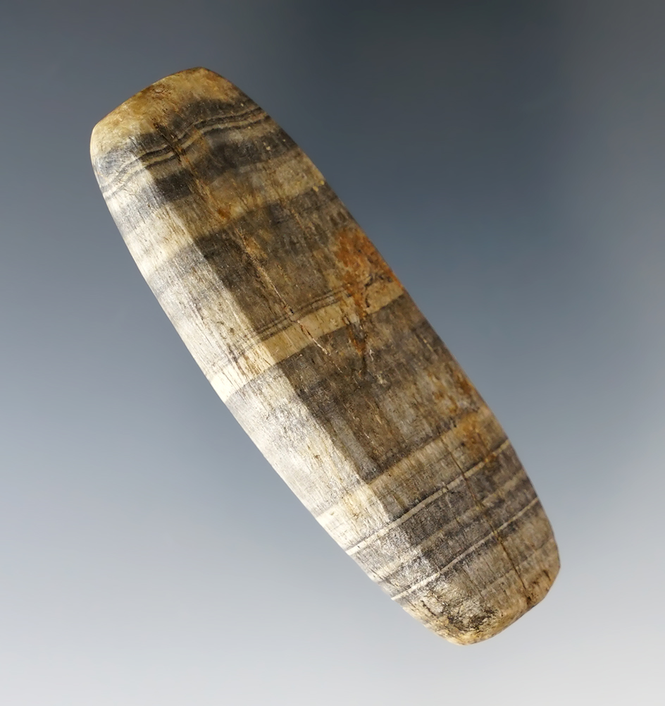 Unique! 2 9/16" Bar Atlatl Weight made from exotic travertine material. Found in New Mexico.