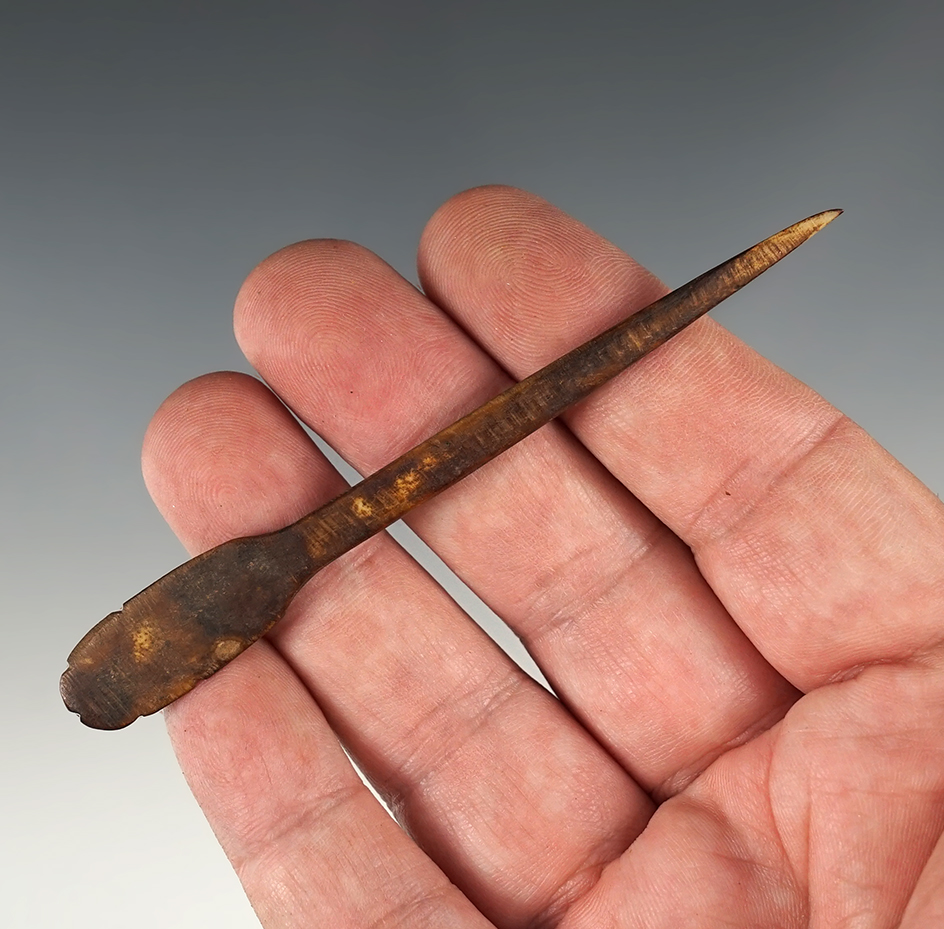 3 7/8" heavily patinated bone Awl found in the New York area.