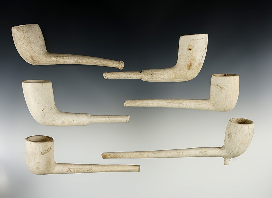 Set of six trade pipes in nice condition. Largest is 6".