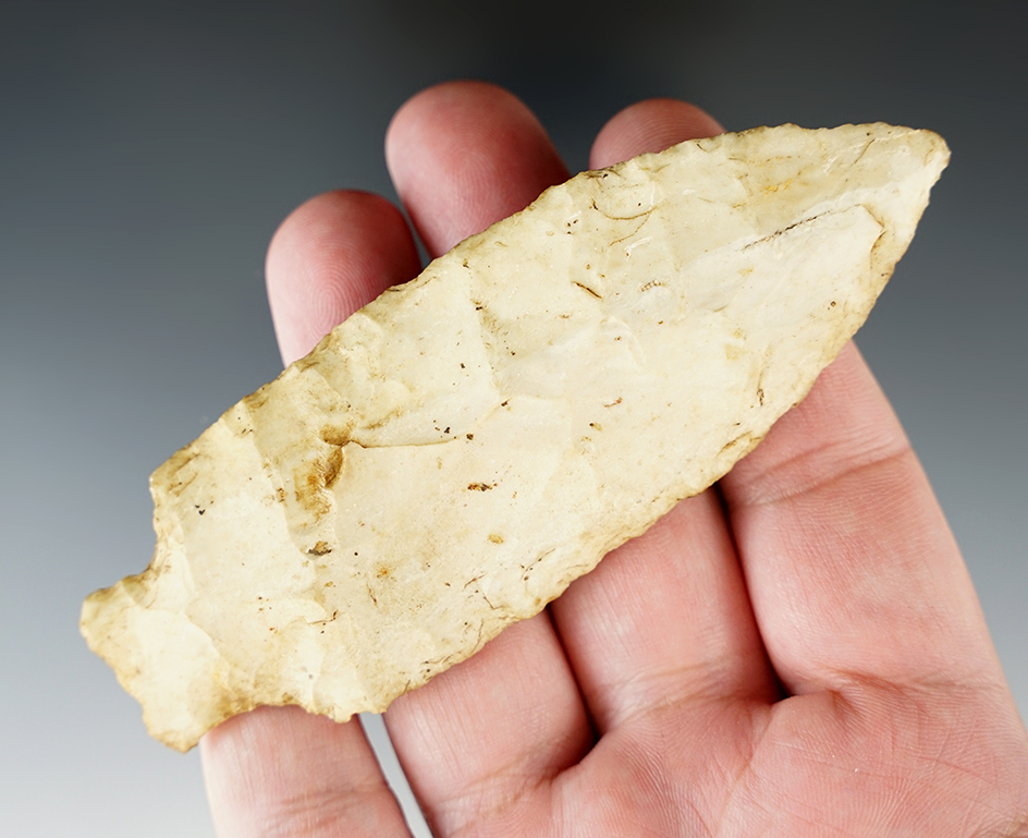 4 1/4" heavily patinated found in Lincoln Co., Missouri.