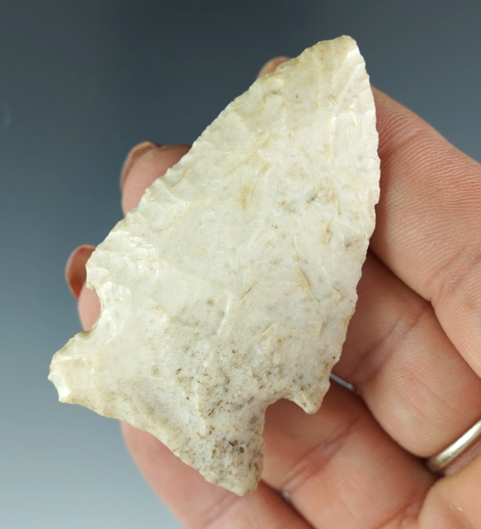 2 7/16" Cornernotch/Stemmed Knife found in Missouri that is well patinated and nicely flaked.