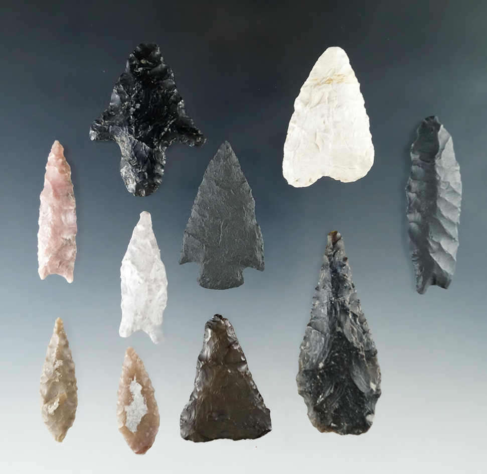 Set of 10 assorted Great Basin artifacts, largest is 2 1/2".