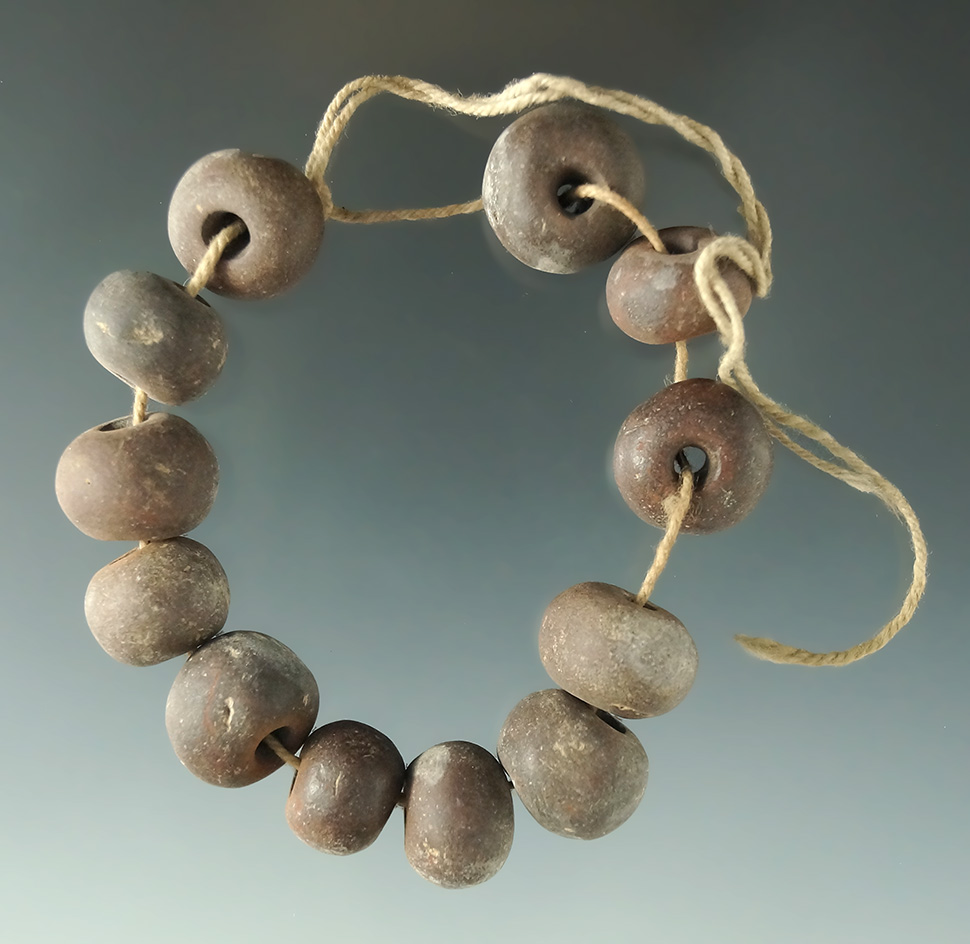 5" long strand of drilled stone beads - eastern seaboard. from an old New Jersey collection.