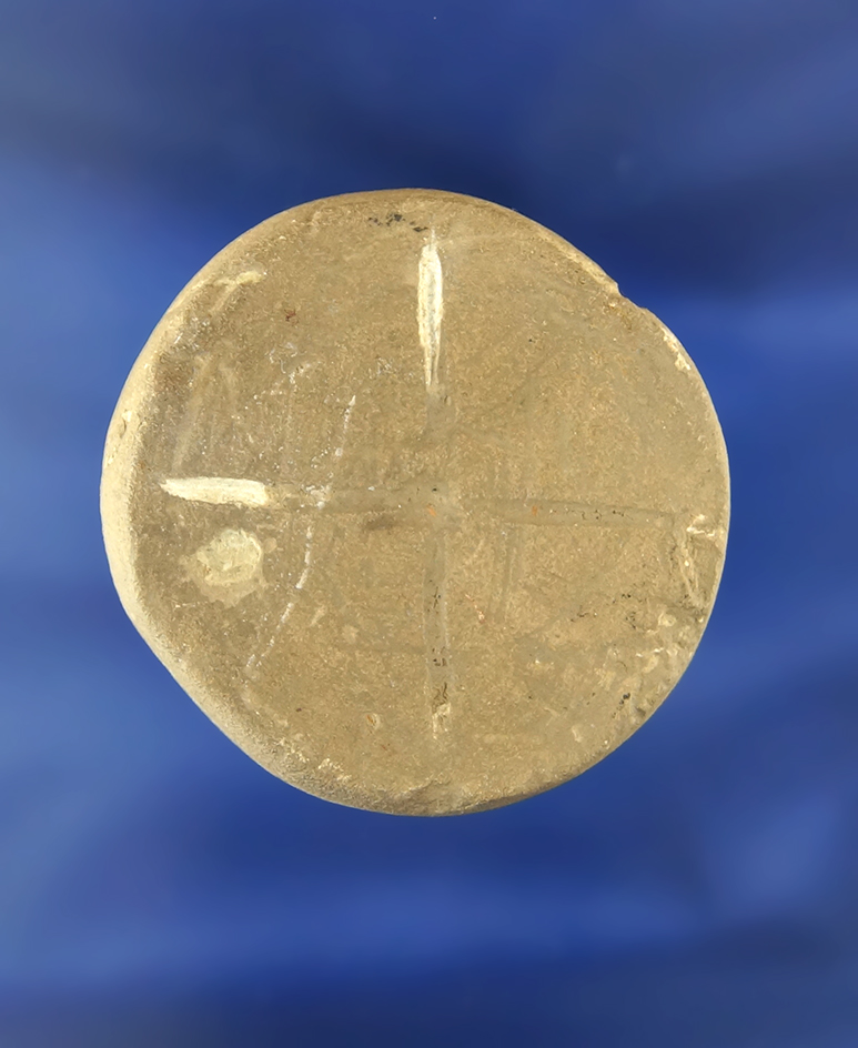 1 3/4" engraved Fort Ancient Disc found in southern Ohio.