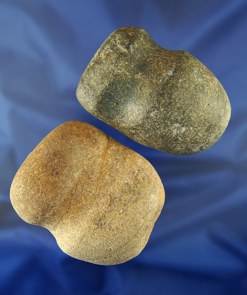 Pair of grooved Hammerstones found in Ohio, largest is 3 1/8".