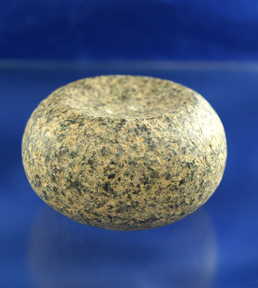 3 5/16" double cupped Discoidal found in Jersey Co.,  Illinois.