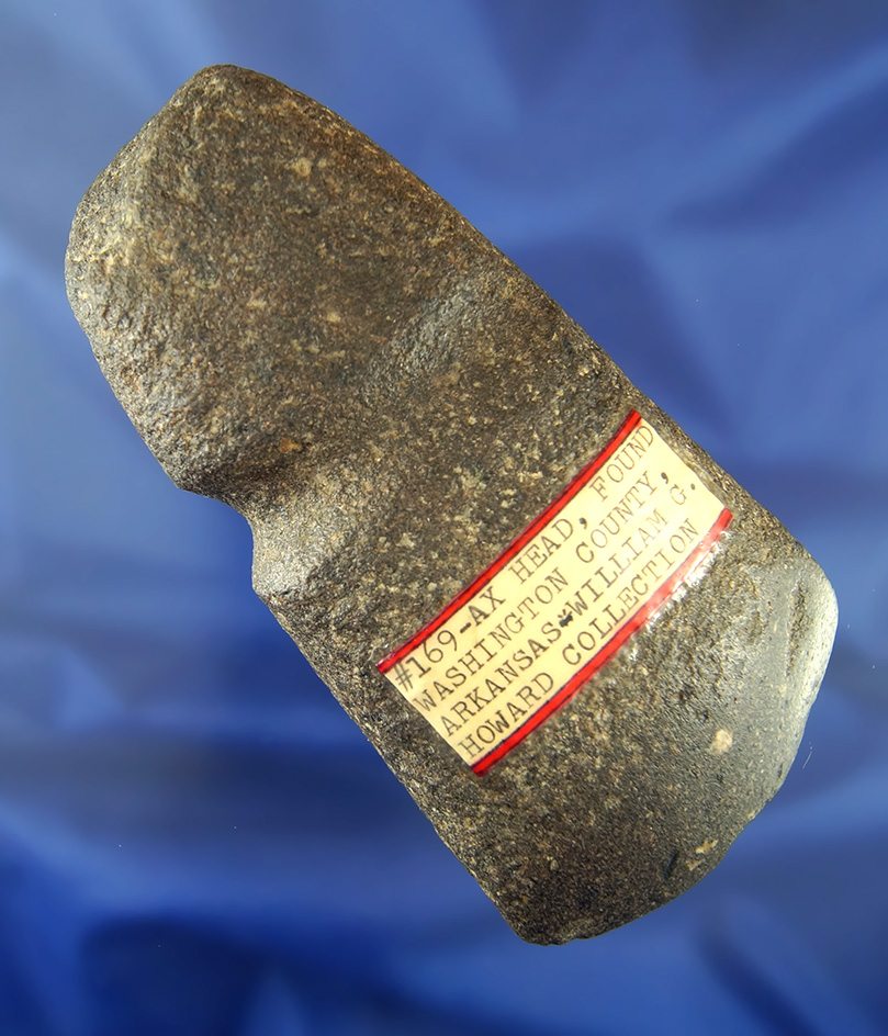 5 1/4" long 3/4 grooved Axe found in Washington Co., Arkansas.  Ex. William G. Howard collection.