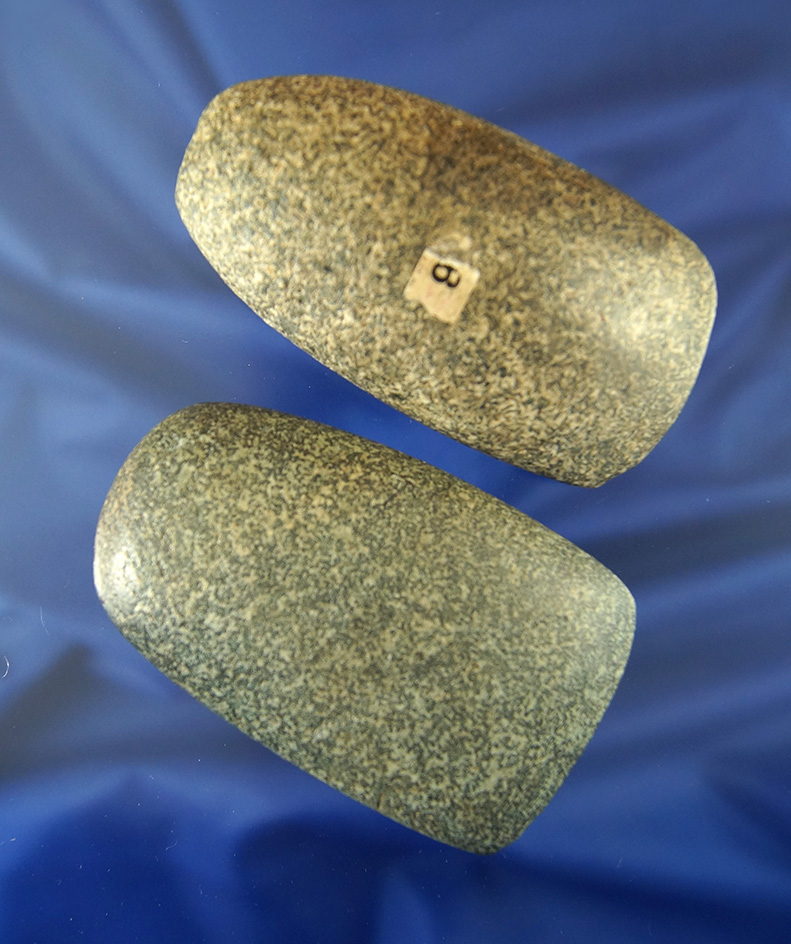 pair of well styled and nicely polished granite Celts in excellent condition, largest is 3 5/8" - Oh