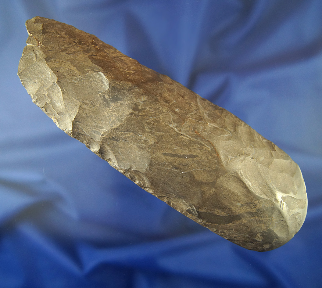 Large 7 7/8" Dover Flint Celt with nice use polished to bit area found in Tennessee.
