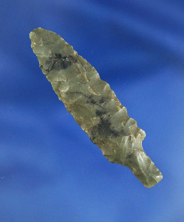 2 1/16" nicely patinated Nuwuks Stemmed projectile Point found in Alaska.