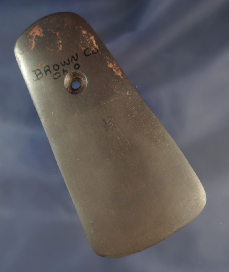 Rare! 4" drilled Hematite Trapezoidal Pendant found in Brown Co.,  Ohio in excellent condition.