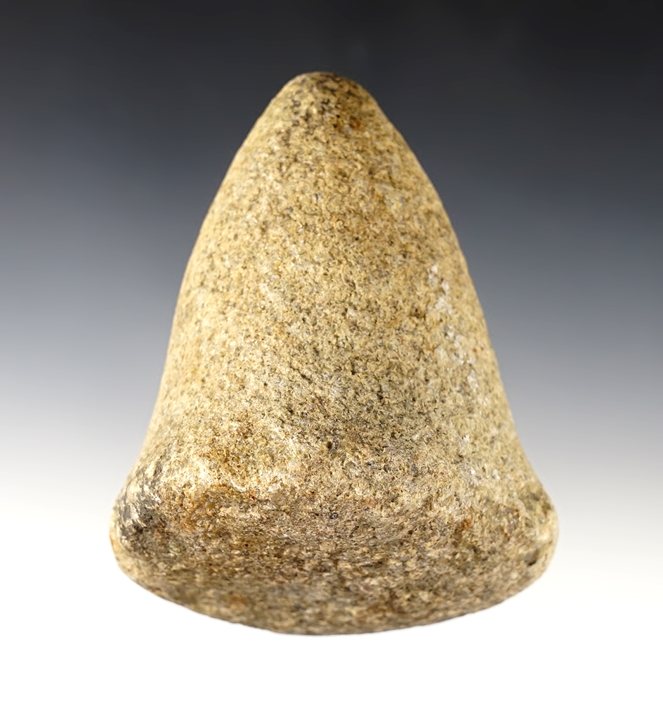 3 3/4" Bell Pestle found in Ohio. Made from patinated hardstone. Ex. Winterburn collection.
