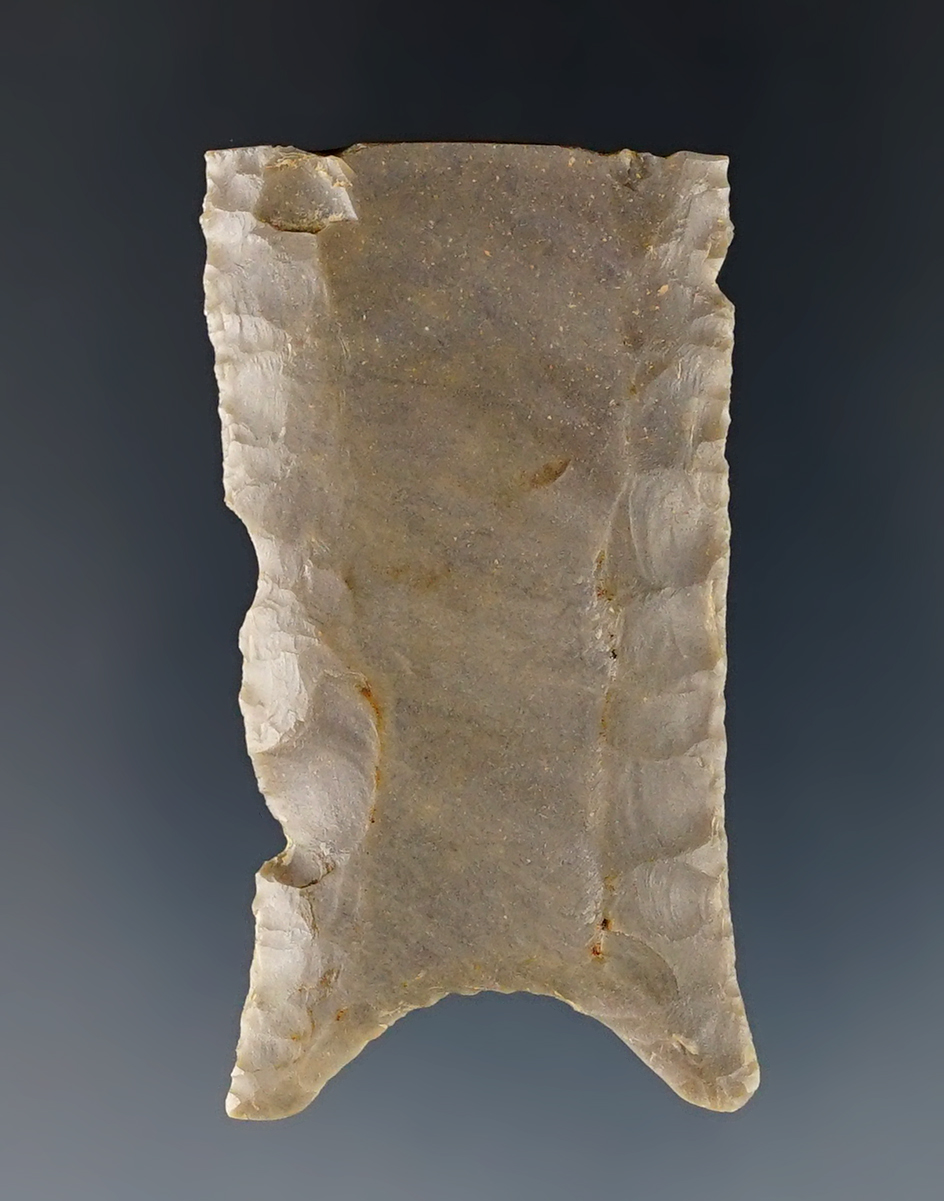 2 1/8" Cumberland Base found in Western Kentucky. Ex. Dr. Homer Scaggs collection.