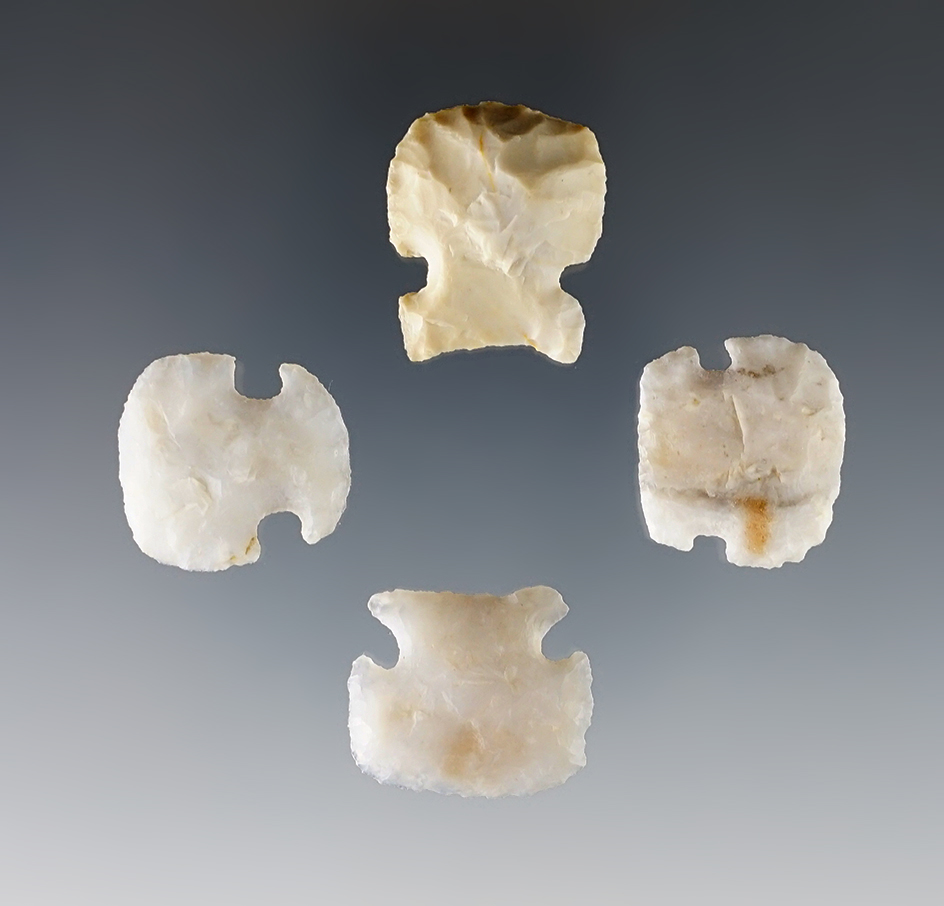 Set of 4 fine Sidenotch Scrapers found in New Mexico. The largest is 1".
