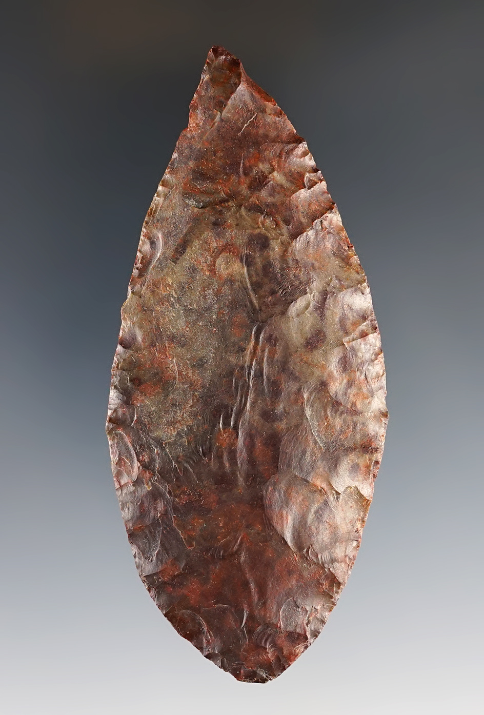3 13/16" beautifully colored Jasper Blade found in Washington. Ex. Gene Favell.