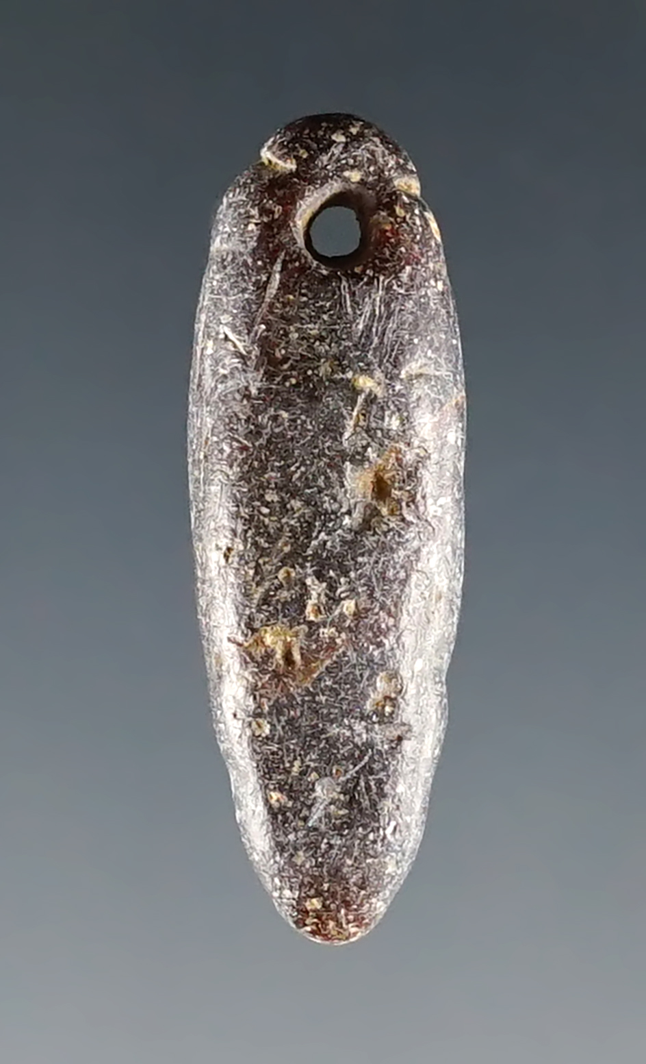 Uniquely styled 1 3/16" perforated and Grooved Hardstone Pendant - Colusa Co., California.