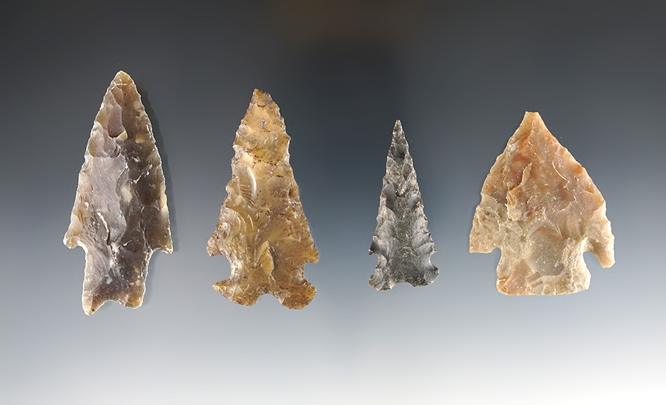 Set of 4 nice Texas Points. The largest is 2 5/8".