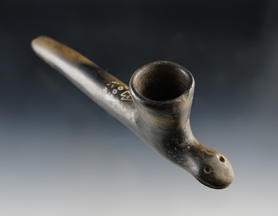 6" Snake Effigy Clay Pipe from the Historic Period. Found in Arkansas.