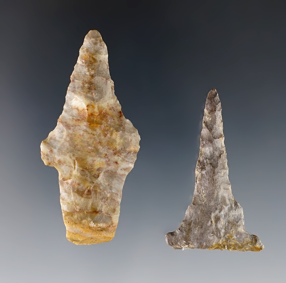 Two Ohio Drills. One Meadowood, and one nice Paleo Lance Drill. Largest is 2 3/8".