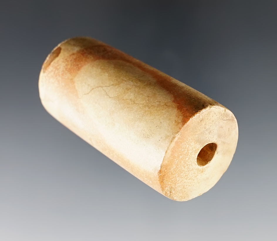 Large 2 5/16" polished stone bead found in Colusa Co., California.