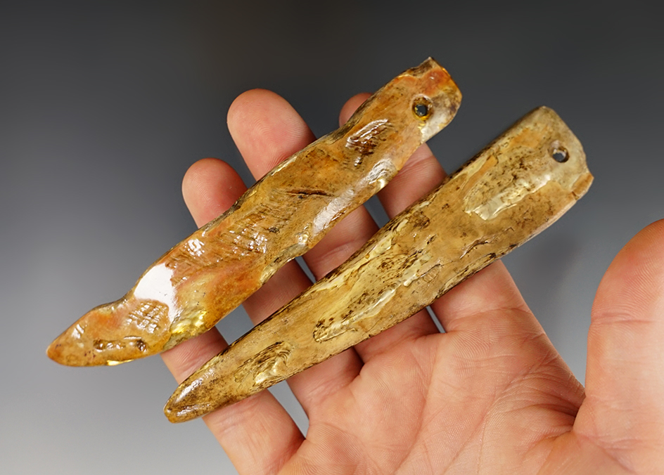 Pair of large Abalone Shell Pendants found in California. Largest is 4 7/8".