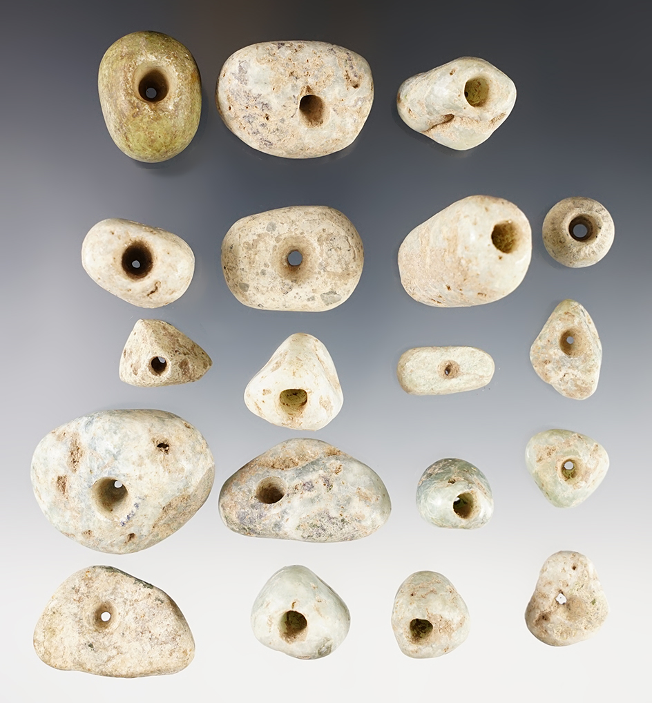 Set of 19 Mescal Beads found in Guerrero, Mexico.