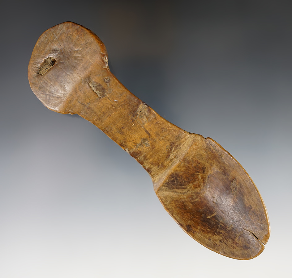 Very old 6 7/8" Iroquois hand carved wood spoon.