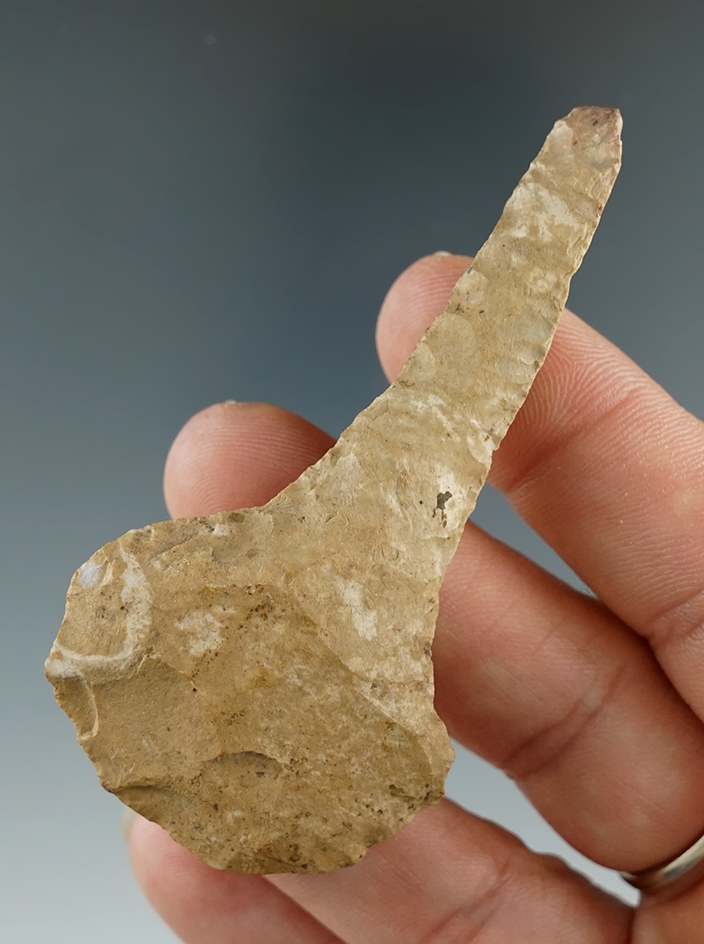 2 7/8" paddle drill made from Upper Mercer Flint found in Coshocton Co., Ohio. Ex. Hooks.