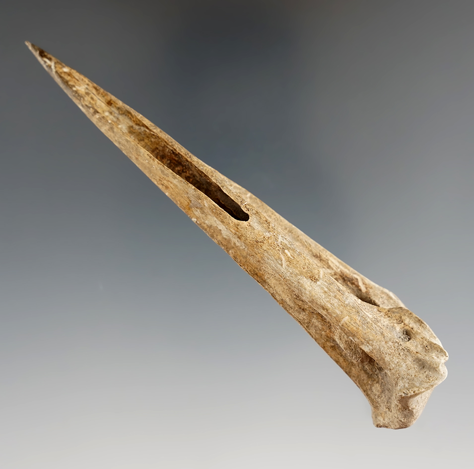 4 1/2" bone awl found in a rock shelter 3 miles south of Lancaster, Fairfield Co., Ohio.