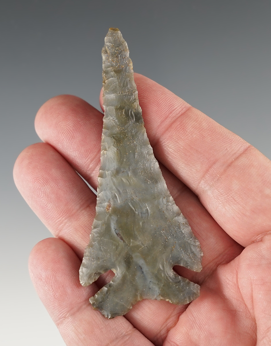 Excellent style and craftmanship 3 7/16" Drill - high grade Hornstone. Trigg Co., Kentucky.