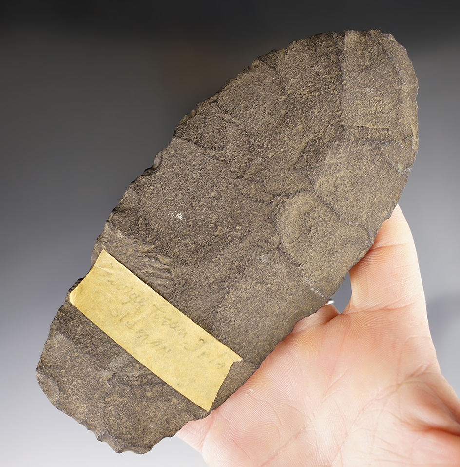 Large! 5 3/4" Argillite Petales Blade that is well styled and nicely patinated.  Preston, Maryland.