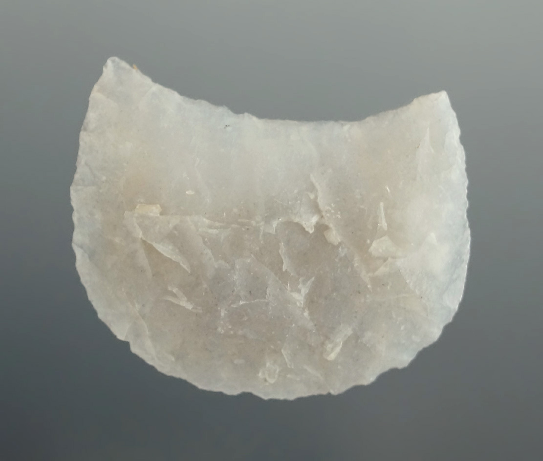 Excellent flaking on this highly translucent agate 1 1/8" Crescent found in New Mexico.