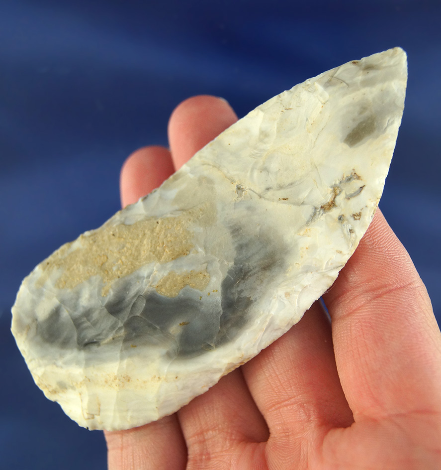 3 11/16" Jefferson City Chert Knife found in Morgan Co.,  Missouri - a stack on the reverse side.