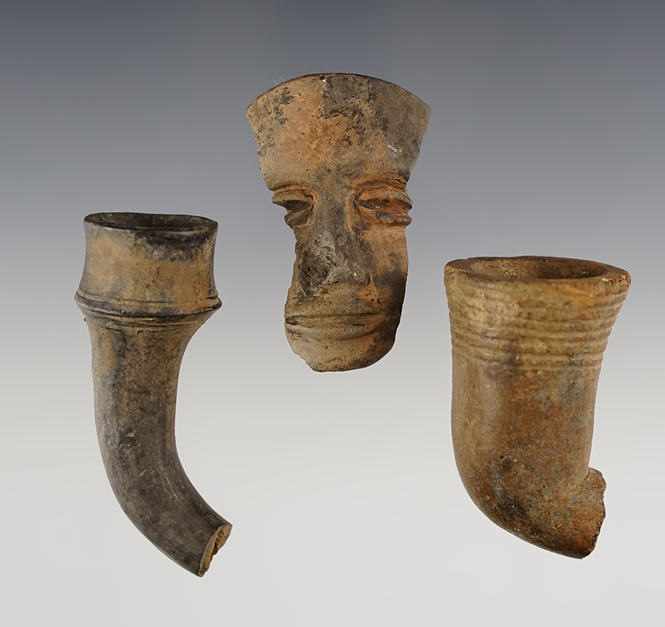 Set of 3 damaged Pipe Parts recovered at Great Gully site and the Dann site in New York. 