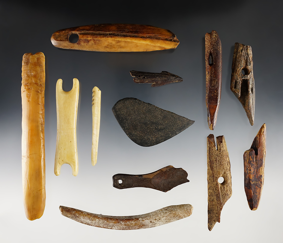 Set of 12 Alaskan artifacts. Ex. Robert Converse. The largest is 5 5/16".