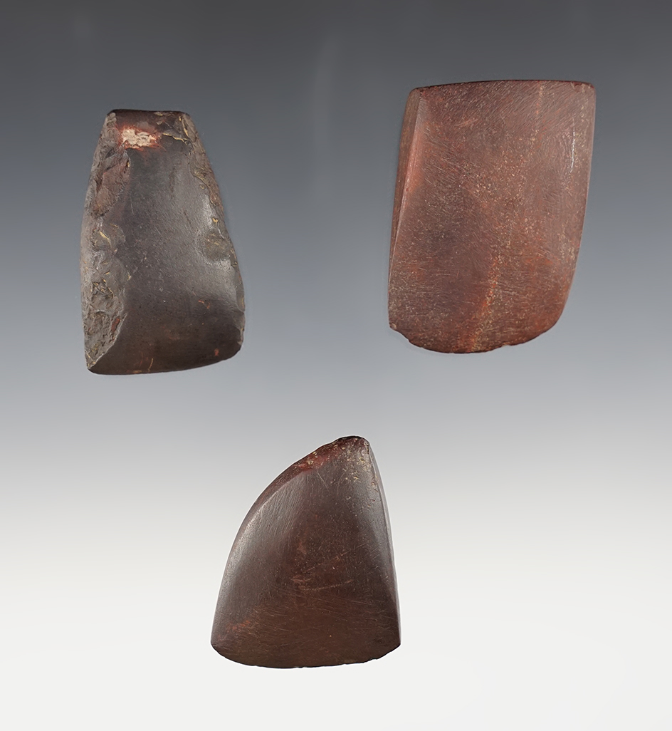 Set of 3 Ohio Celts made from Hematite. The largest is 2".