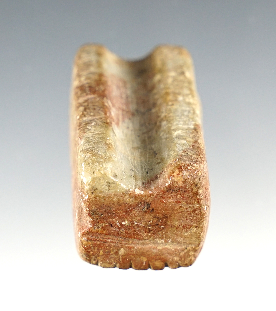 Unique! 2" long Hardstone Bannerstone Half that was broken in antiquity. Geneva New York.